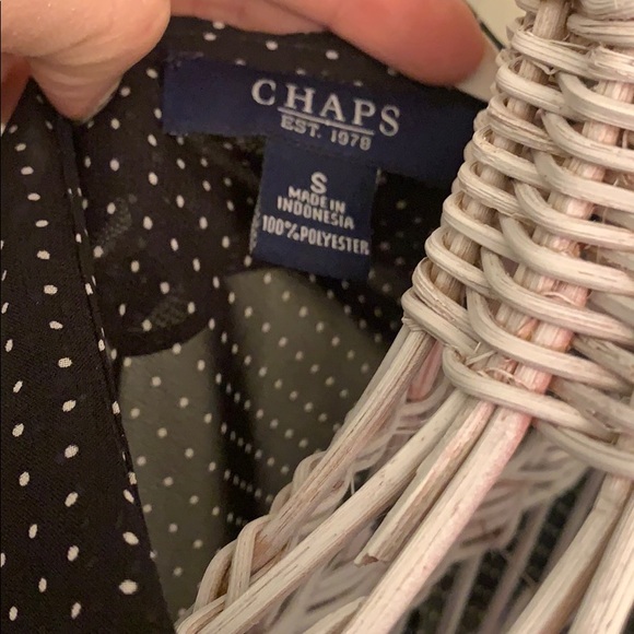 Chaps Black white polka dot blouse sheer - Picture 4 of 8